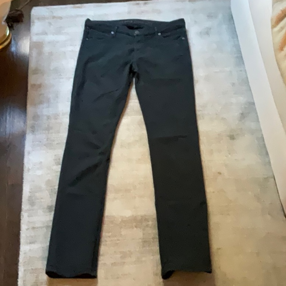softest fabric jeans ever!  Deep dark forest green.  Cottony soft with stretch